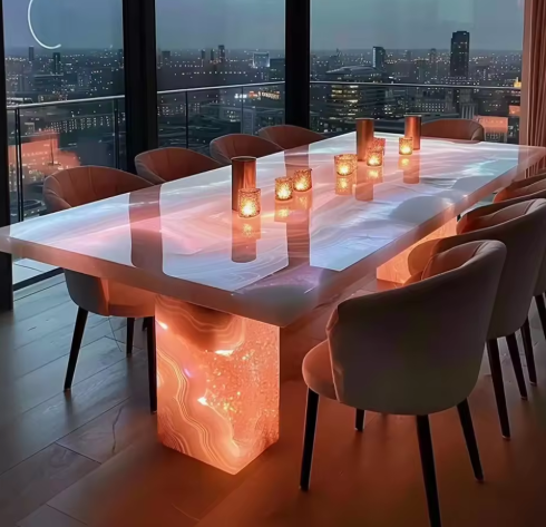 Luxury Natural Pink Onyx Kitchen Island