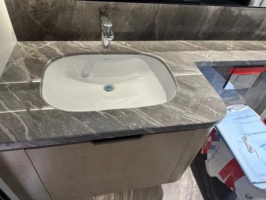 Customizable marble countertops for hotel bathrooms