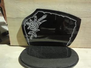 Black granite pet tombstone