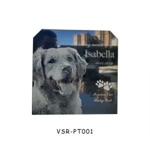 Small marble pet dog tombstone with pictures can be customized