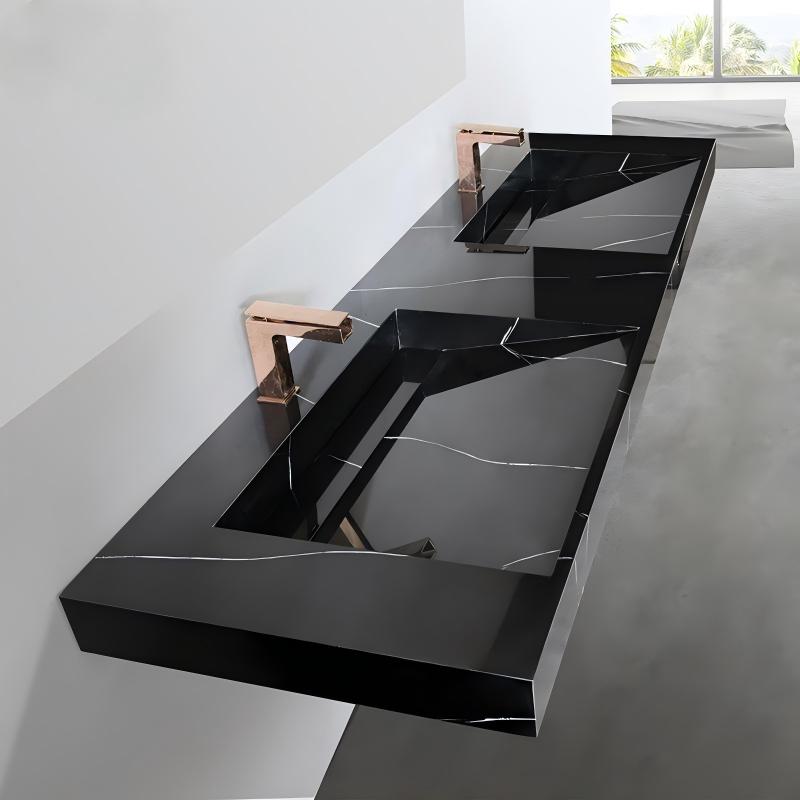 Black Marble Wash Basin Maeble Texture Stone Sink Vanity Top