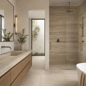 Grey Travertine Vanity Tops for Hotel Bathrooms
