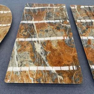 Luxury Danish Oval Shaped Natural Stone Blue Jeans Marble Dining Tabletop