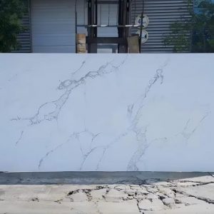 Artificial Calacatta Black White Quartz for Countertop and Big Slabs