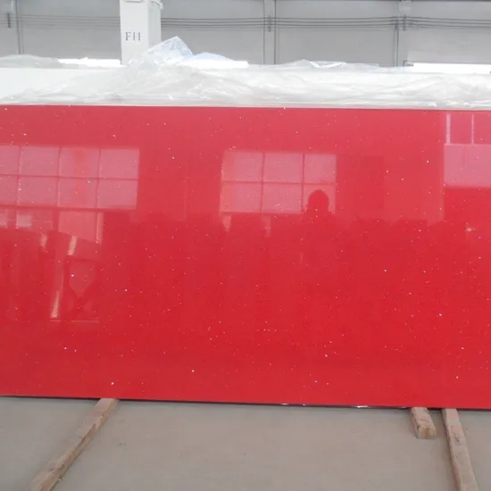Sparkling Red Engineered Quartz Slabs for Countertops