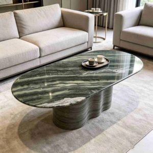 Living room green marble coffee table top