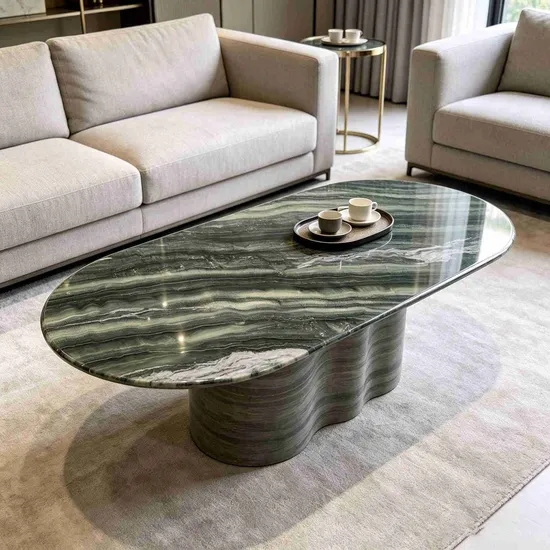 Living room green marble coffee table top